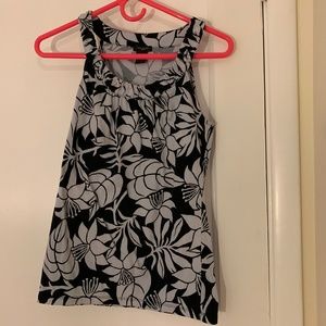 Ann Taylor - Black and White Floral Print Tank-XS